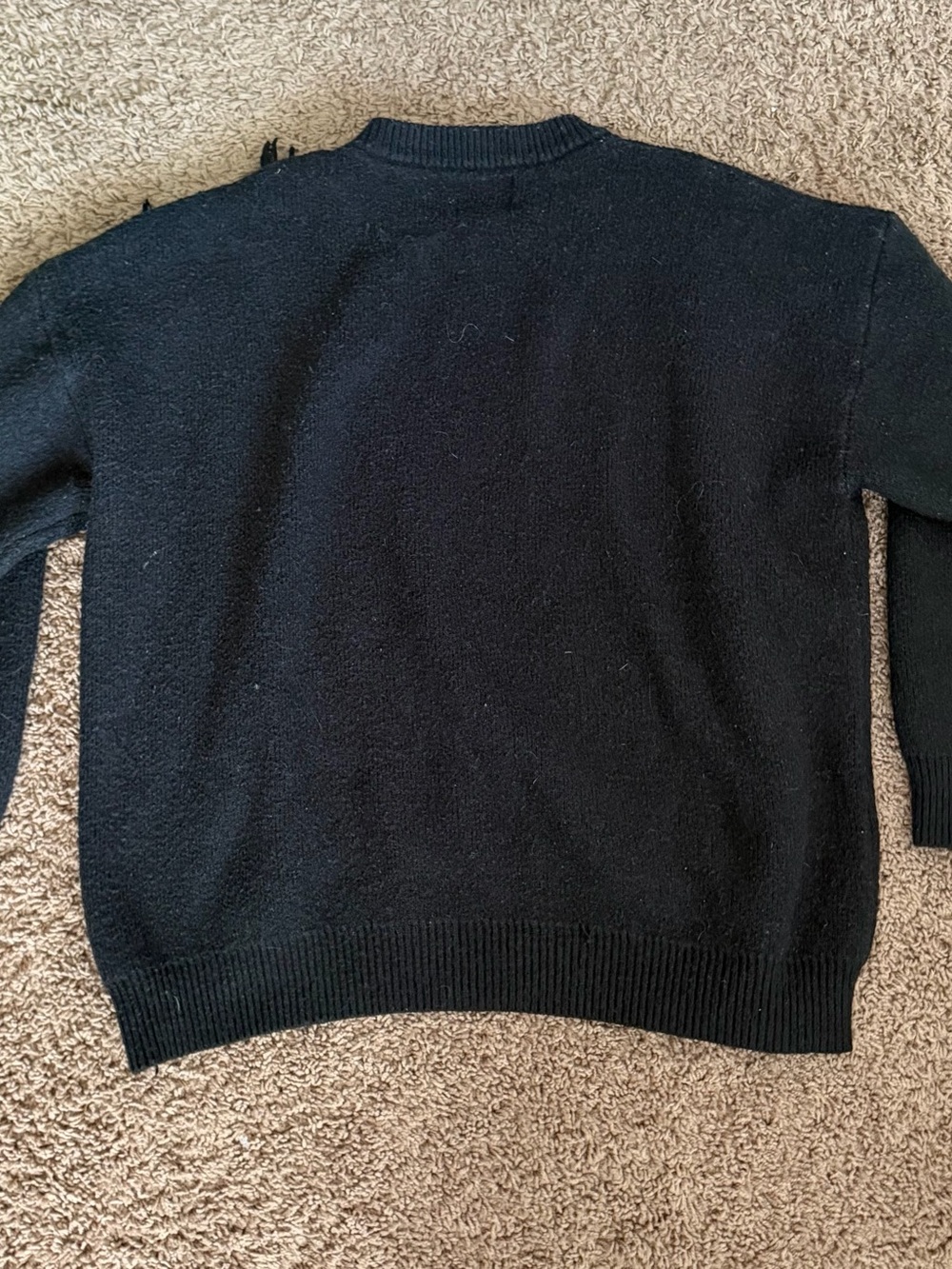 Aelfric Eden Black Crewneck Sweater with Contrasting Text Panel - Picture 2 of 5
